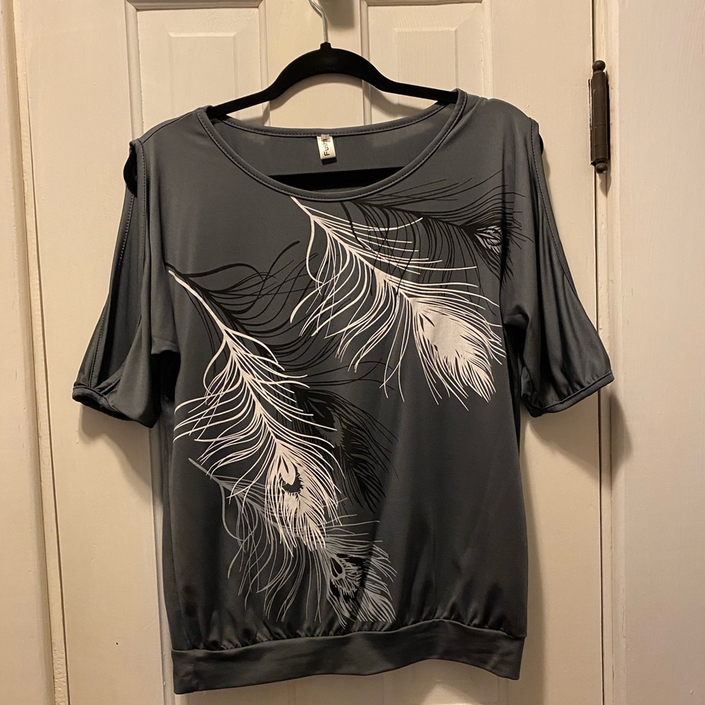 Soft grey cold shoulder shirt